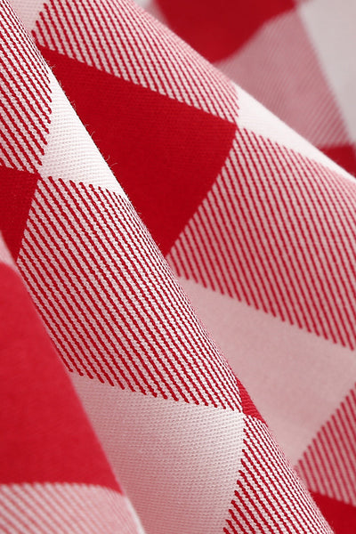 Vintage 1950-Talls Rød Rutete A-Linjekjole