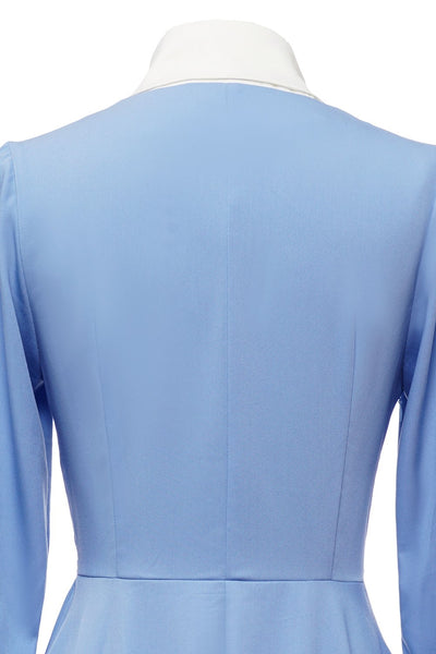 Blå Vintage A-Linje Kjole Med Sløyfe