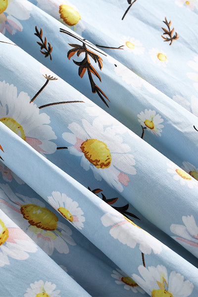 1950-Talls Sommerkjole Med Blått Trykk