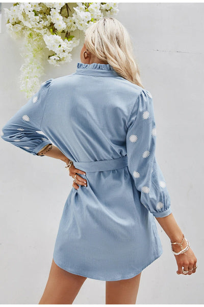 Lyseblå Vintage Mini Kjole