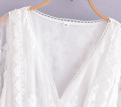 Hvit Kjole 70-Talls Mote