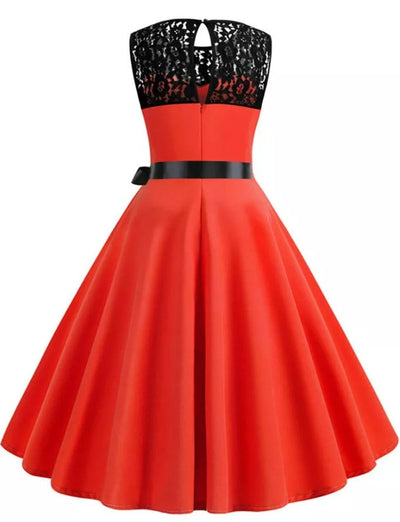 Rød Og Svart 50-Talls Pin Up-Kjole