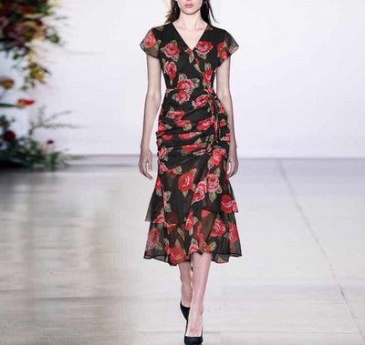 Svart Og Rød Kjole Fra 1940-Tallet