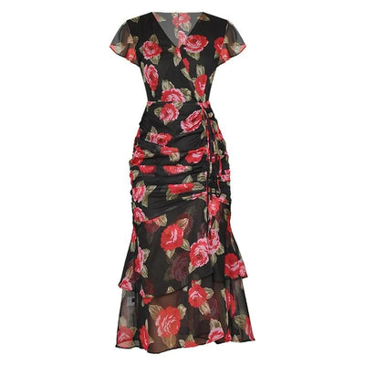 Svart Og Rød Kjole Fra 1940-Tallet