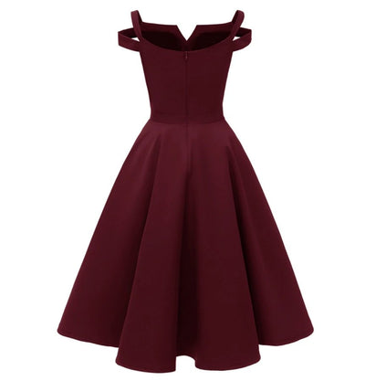 50s Pin Up Dress Burgundy