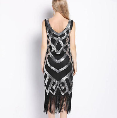 20-Talls Vintagekjole Svart Sølv