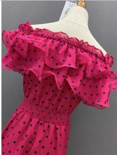 40-Talls Rød Volumkjole