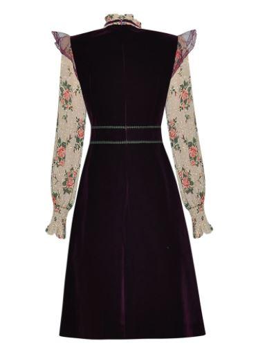 Floral Velvet Dress Fra 40-Tallet