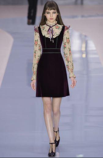 Floral Velvet Dress Fra 40-Tallet