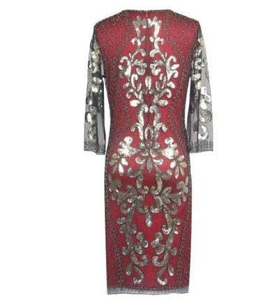 Red Gold Gatsby Style Evening Dress