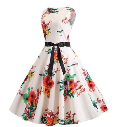 Beige Og Rosa Vintage Blusset Kjole