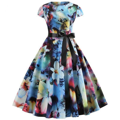 Vintage Pastell Flowers Flared Dress