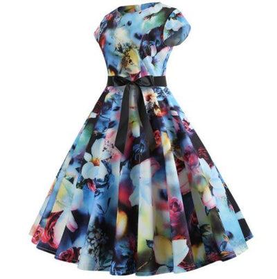 Vintage Pastell Flowers Flared Dress