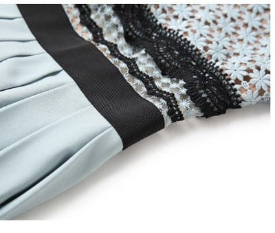 Lang Vintage Blå Volangkjole