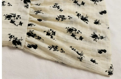 Vintage Khaki Floral Lang Kjole