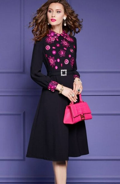 Lang Vintage Blomsterkjole