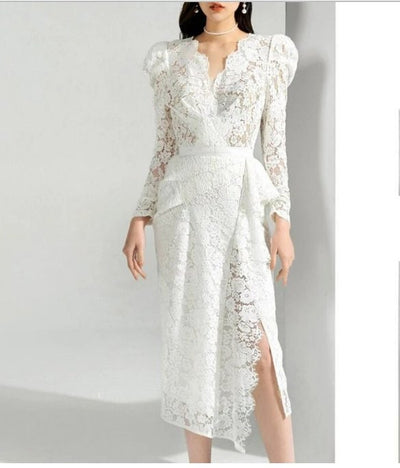 Vintage Hvit Blonde Brudekjole