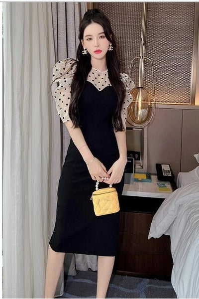 Vintage Polka Dot Midi-Kjole