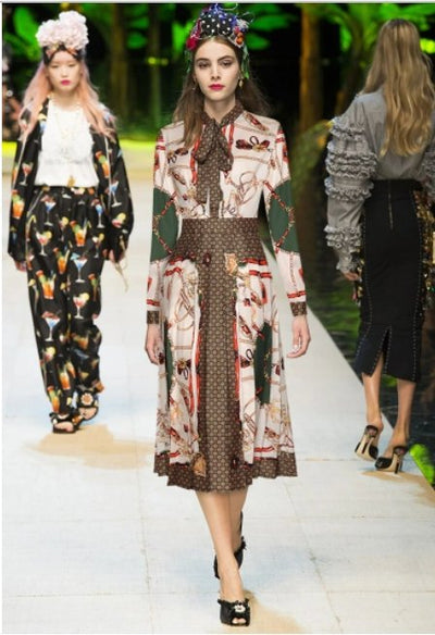 Vintage Rosa Midi-Kjole