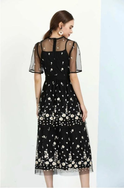 Retro Svart Blondekjole Fra 1940-Tallet