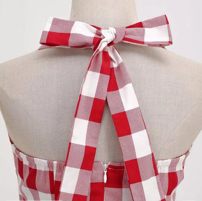 Rød 50-Talls Retro Kjole