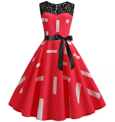 Vintage Trapesskjole Med Blondekrage