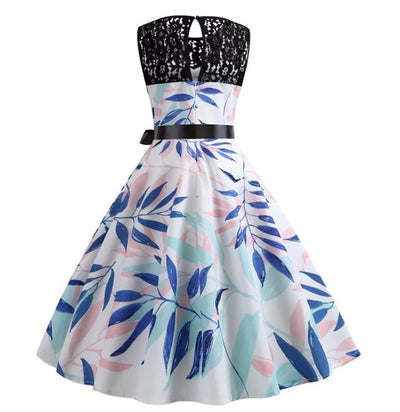 Vintage Blue Flower Trapes Dress