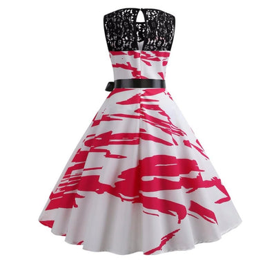 Vintage Rød Og Hvit Trapes Kjole