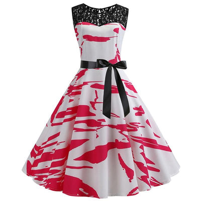 Vintage Rød Og Hvit Trapes Kjole