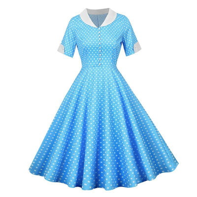 Vintage 50s Sky Polka Dot Dress