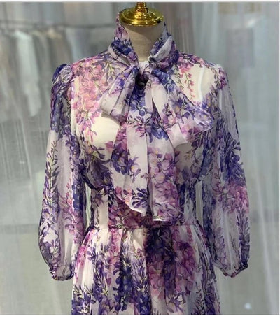 Vintage 40-Talls Lang Lavendelkjole