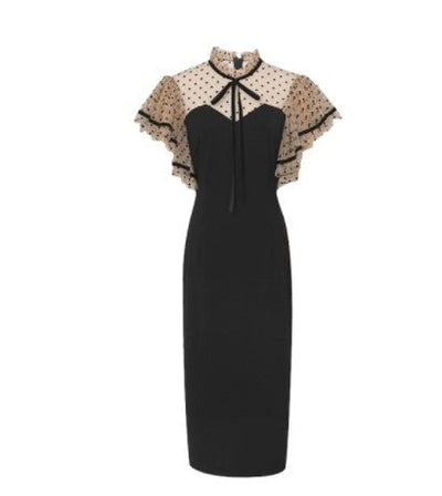 Vintage 40-Talls Svart Høy Midjekjole