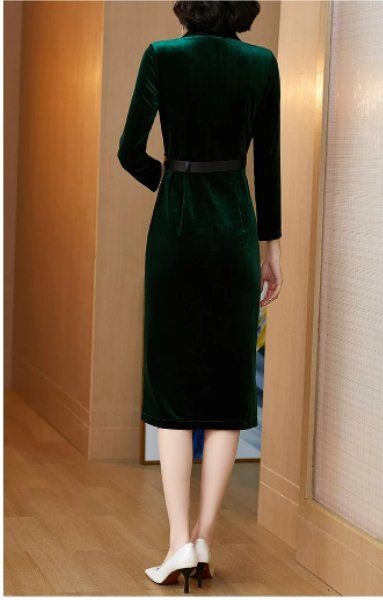 Vintage 40-Talls Grønn Fløyelskjole