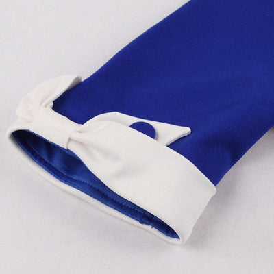 Vintage Høst Blå Hvit Kjole