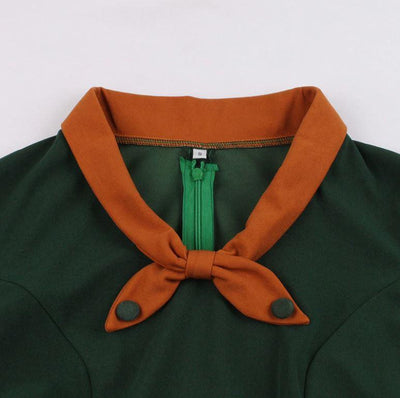 Vintage Høstgrønn Kjole