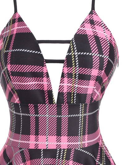 Vintage Rutete Blonderkjole Rosa