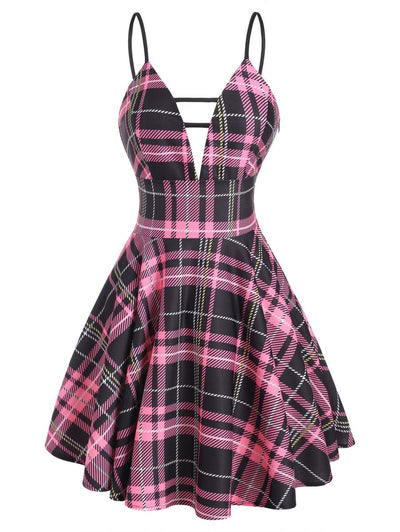 Vintage Rutete Blonderkjole Rosa