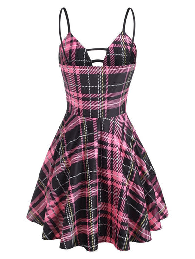 Vintage Rutete Blonderkjole Rosa