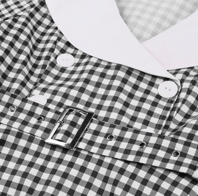 Vintage Svart Rutete Kjole