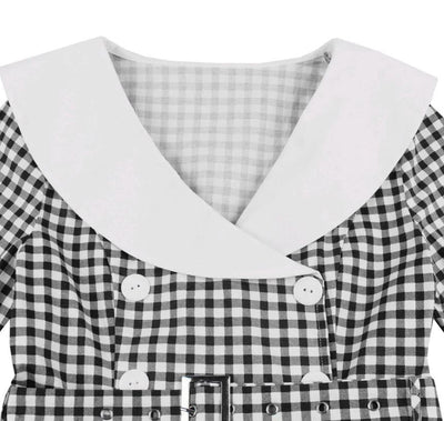 Vintage Svart Rutete Kjole