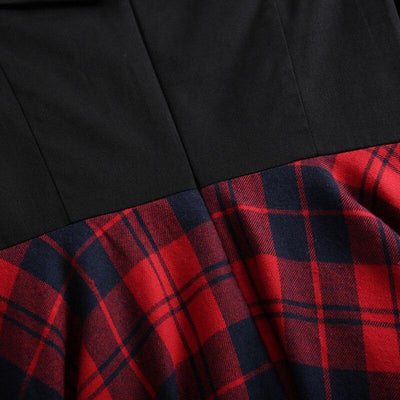 Vintage Off Shoulder Tartan-Kjole