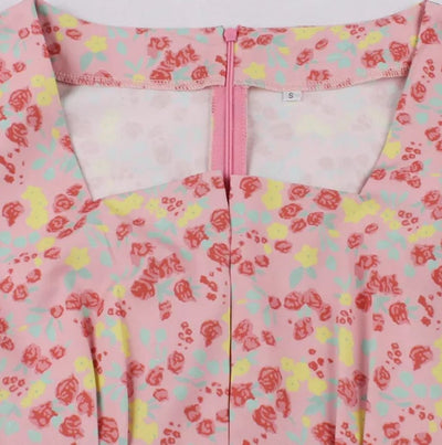 Vintage Plus Size Høy Midje Kjole Rosa