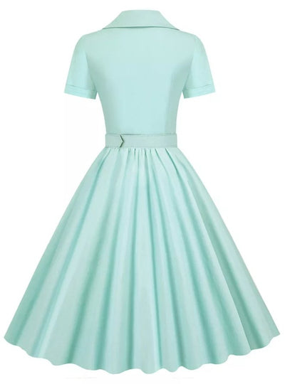 Vintage Plus Size Høy Midje Turkis Kjole