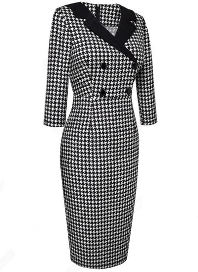 Vintage Vinter Svart Og Hvit Kjole