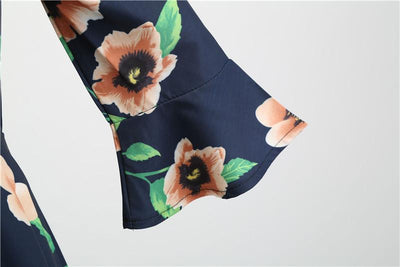 Vintage Svart Blomstret Vinterkjole