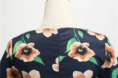 Vintage Svart Blomstret Vinterkjole