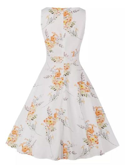 Vintage Lang 50-Talls Hvit Kjole