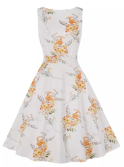 Vintage Lang 50-Talls Hvit Kjole