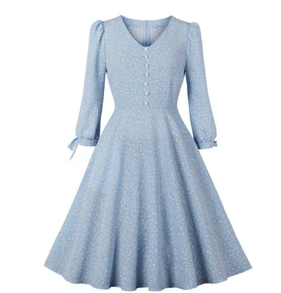 Vintage Lang Boho Blomsterkjole