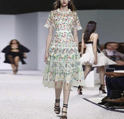 Hvit Moderne Vintage Kjole